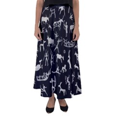 Petroglyph Nordic Beige And Black Background Petroglyph Nordic Beige And Black Background Flared Maxi Skirt by snek