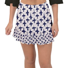 Pattern Ink Blue Navy Crosses Grunge Flesh And Navy Pattern Ink Crosses Grunge Flesh Beige Background Fishtail Mini Chiffon Skirt by genx