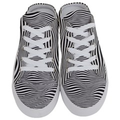 Retro Psychedelic Waves Pattern 80s Black And White Half Slippers by genx