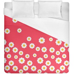 Flowers White Daisies Pattern Red Background Flowers White Daisies Pattern Red Bottom Duvet Cover (king Size) by genx