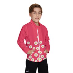 Flowers White Daisies Pattern Red Background Flowers White Daisies Pattern Red Bottom Kids  Windbreaker by genx