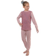 Living Coral Diagonal Stripes Kids  Long Sleeve Set  by LoolyElzayat