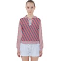 Living Coral Diagonal Stripes Women s Tie Up Sweat View1