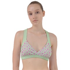 Roses Flowers Pink And Pastel Lime Green Pattern With Retro Dots Sweetheart Sports Bra by genx