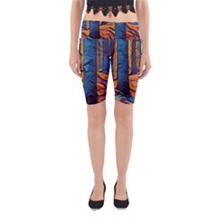 Woods Trees Abstract Scene Forest Yoga Cropped Leggings by Pakrebo
