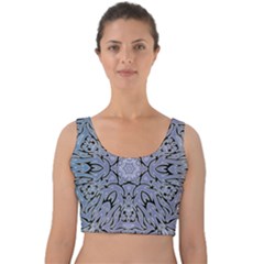 Tile Design Art Mosaic Pattern Velvet Crop Top by Pakrebo