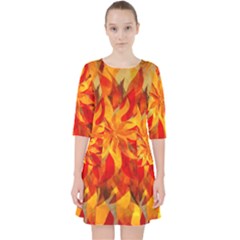 Flower Blossom Red Orange Abstract Pocket Dress by Pakrebo