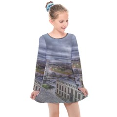 Ohio Supreme Court View Kids  Long Sleeve Dress by Riverwoman