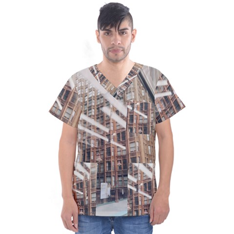 Chicago L Morning Commute Men s V-neck Scrub Top by Riverwoman