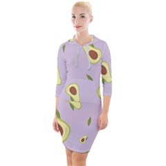 Avocado Green With Pastel Violet Background2 Avocado Pastel Light Violet Quarter Sleeve Hood Bodycon Dress by genx