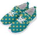 Toast With Cheese Funny Retro Pattern Turquoise Green Background Men s Velcro Strap Shoes View2