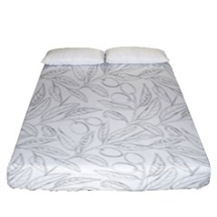 Organic Olive Leaves Pattern Hand Drawn Black And White Fitted Sheet (queen Size) by genx