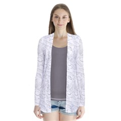 Organic Olive Leaves Pattern Hand Drawn Black And White Drape Collar Cardigan by genx