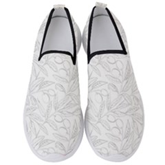 Organic Olive Leaves Pattern Hand Drawn Black And White Men s Slip On Sneakers by genx