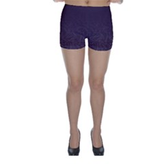 Organic Olive Leaves Pattern Hand Drawn Purple Red Wine Skinny Shorts by genx