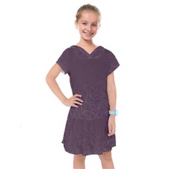 Organic Olive Leaves Pattern Hand Drawn Purple Red Wine Kids  Drop Waist Dress by genx