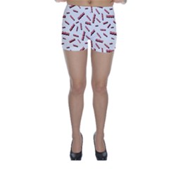 Funny Bacon Slices Pattern Infidel Red Meat Skinny Shorts by genx