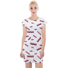 Funny Bacon Slices Pattern Infidel Red Meat Cap Sleeve Bodycon Dress by genx