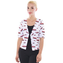 Funny Bacon Slices Pattern Infidel Red Meat Cropped Button Cardigan by genx