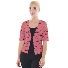 Funny Bacon Slices Pattern Infidel Vintage Red Meat Background  Cropped Button Cardigan by genx