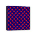 Red Stars Pattern On Blue Mini Canvas 4  x 4  (Stretched) View1