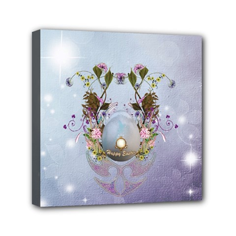 Easter Egg With Flowers Mini Canvas 6  X 6  (stretched) by FantasyWorld7