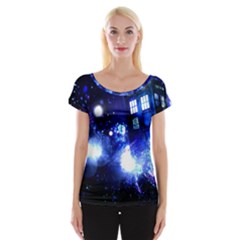 Tardis Background Space Cap Sleeve Top by Sudhe