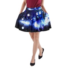 Tardis Background Space A-line Pocket Skirt by Sudhe