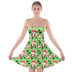 Fox And Trees Pattern Green Strapless Bra Top Dress by snowwhitegirl