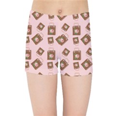 Shopping Bag Pattern Pink Kids  Sports Shorts by snowwhitegirl