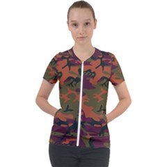 Camouflage Orange Short Sleeve Zip Up Jacket by snowwhitegirl