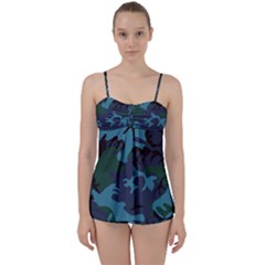 Camouflage Blue Babydoll Tankini Set by snowwhitegirl