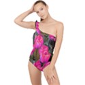 Pink Tulips Frilly One Shoulder Swimsuit View1