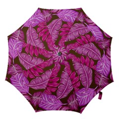 Tropical Pink Leaves Hook Handle Umbrellas (medium) by snowwhitegirl