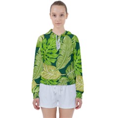 Tropical Green Leaves Women s Tie Up Sweat by snowwhitegirl