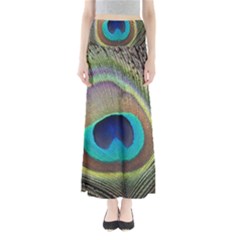 Peacock Feather Close Up Macro Full Length Maxi Skirt by Pakrebo