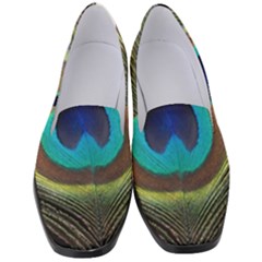 Peacock Feather Close Up Macro Women s Classic Loafer Heels by Pakrebo