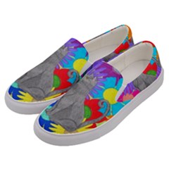 Floral Cat Men s Canvas Slip Ons by okhismakingart