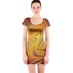 Electric Field Art Li Short Sleeve Bodycon Dress by okhismakingart