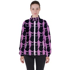 Cat Silouette Pattern Pink Women s High Neck Windbreaker by snowwhitegirl