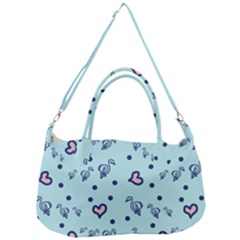 Duck Family Blue Pink Hearts Pattern Removal Strap Handbag by snowwhitegirl