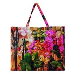 Orchids In The Market Zipper Large Tote Bag by okhismakingart