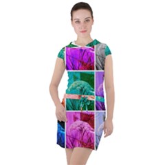 Color Block Queen Annes Lace Collage Drawstring Hooded Dress by okhismakingart