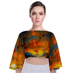 Tie-dye Sky Tie Back Butterfly Sleeve Chiffon Top by okhismakingart