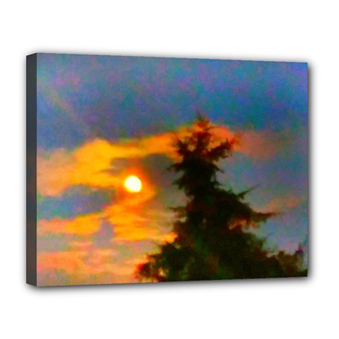 Sunrise And Fir Tree Canvas 14  X 11  (stretched) by okhismakingart