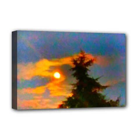 Sunrise And Fir Tree Deluxe Canvas 18  X 12  (stretched) by okhismakingart