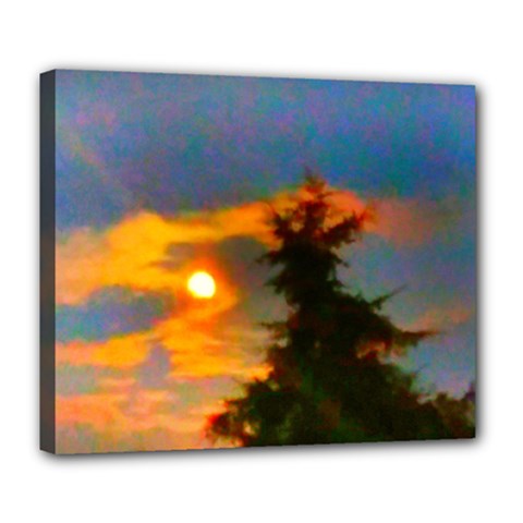 Sunrise And Fir Tree Deluxe Canvas 24  X 20  (stretched) by okhismakingart