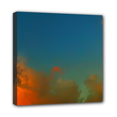 Orange And Blue Sky Mini Canvas 8  X 8  (stretched) by okhismakingart