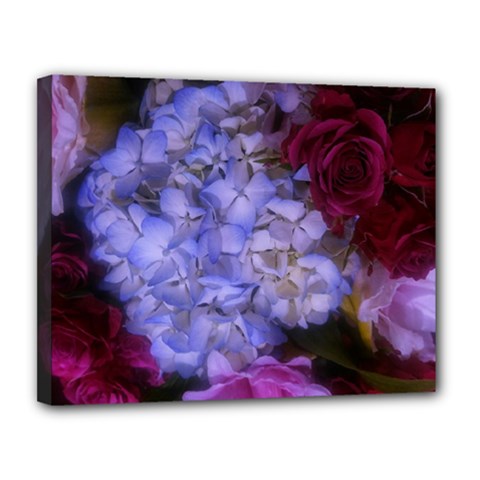 Hydrangea Arrangement Ii (blue Tint) Canvas 14  X 11  (stretched) by okhismakingart