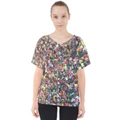 Scattered Leaves V-neck Dolman Drape Top by SusanFranzblau